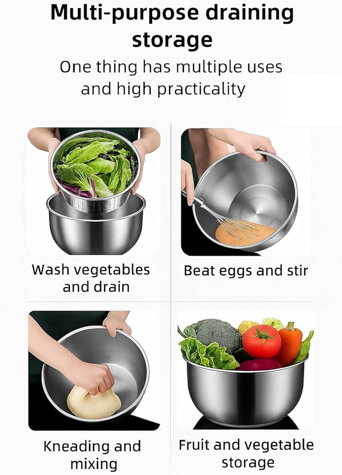 6L Stainless Steel Salad Spinner, Vegetable and Fruit Washer, Lettuce Dryer with Quick Spin and PP Lid – Multifunctional Kitchen Tool for Pasta and Fries