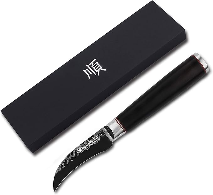 YOUSUNLONG Paring Knife 3.5 Inch Fruit Knife - Japanese AUS8 Steel Black Titanium Coating Blade - Natural Leadwood Handle