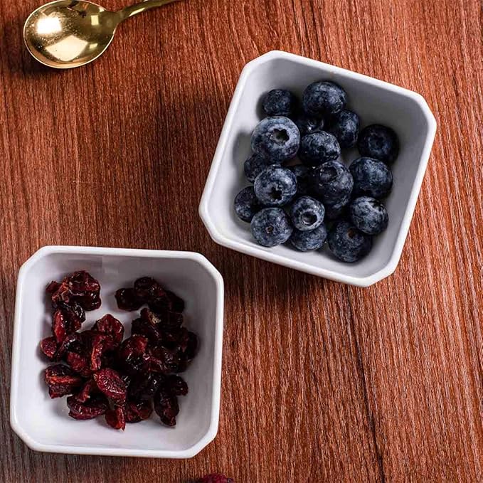 Delling 6 Oz Ramekins, Square Souffle Dish for Pudding, Creme Brulee, Dessert, Snack, Bakeware Cups Set for Baking and Dip Sauce, Oven Safe, Set of 6