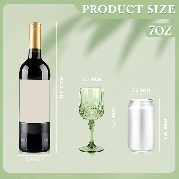 Plastic Wine Glasses,100PCS New Green Plastic Goblets Vintage Style Cordial Drinking Glasses for Wedding Reception, Grand Event Party Supplies (100, New Green)