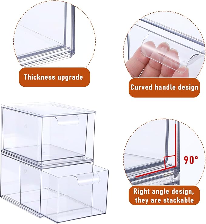 2 PACK Stackable Coffee Pod Drawers, Acrylic Clear Storage Drawers for Coffee Organizer for Home and Office