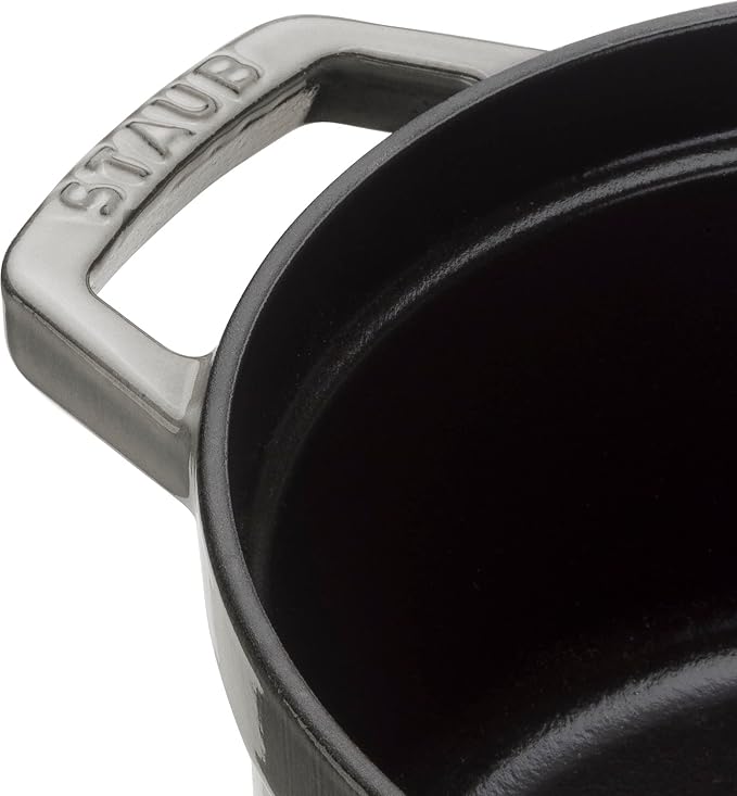 STAUB Cast Iron Roaster/Cocotte, Round, 24 cm, 3.8 L, Graphite Grey