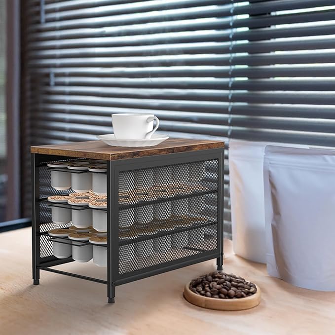 NANANARDOSO Coffee Pod Holder For Counter, 3 Tier Coffee Pod Drawer for Keurig Pod Storage Drawer Holder, 54 Capacity Pods Storage Organizer Cups Capsule with Sliding Baskets for Coffee Station