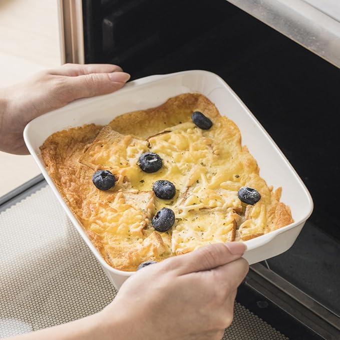 1.2 QT Ceramic Baking Dish, White Casserole Dish,Lasagna Pan for Oven, Bakeware for Baking, Kitchen Decor, Microwave Oven Safe, Dinner Party (7.1" x 9.1")