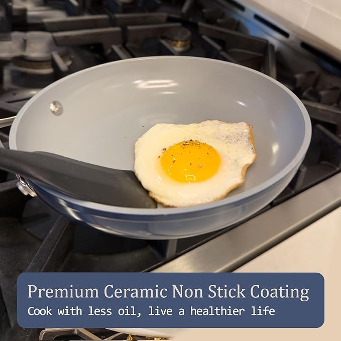 Stock Pot 4.5qt Dutch Oven with Lid (9.5") Nonstick Ceramic Coated Non-Toxic PFAS-Free Even Heat Distribution for Braising, Baking Bread & Soups, Compatible for All Cooktops(Induction/Gas/Electric) Oven Safe to 500ยฐF (Fusion Red)