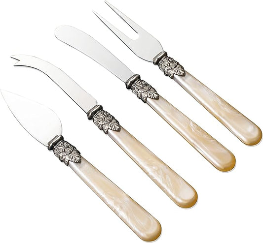 REVERIE Collection 4-piece Stainless Steel Butter Spreader Cheese Knife, Giftable Butter Knives set, Bread Knife set (Gold Cheese Knife set)