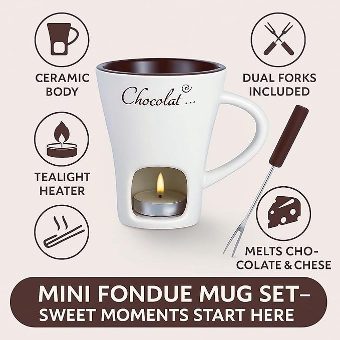 Chocolate Melting Mug Cheese Candy Mini Fondue Pot With Forks