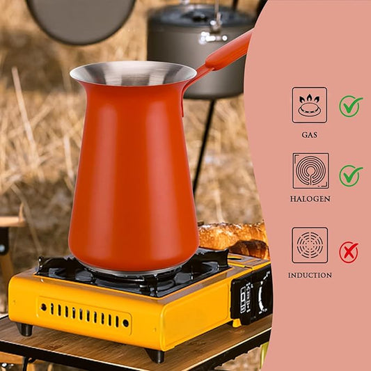 Turkish Coffee Pot - Gifts for Family &Friends,Cezve/Ibrik Coffee Pot for Stovetop,Briki Greek Turkish Pot with Heat-Resistant Rubber Handle,Milk Warming Pot,Arabic Tea Pot