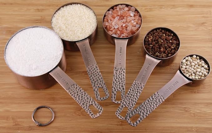 Smithcraft Copper Measuring Cups Set, Stainless Steel Measuring Cups, Copper Plated Measuring Cups, 5 Measurer cups, Metal Measurement Cups