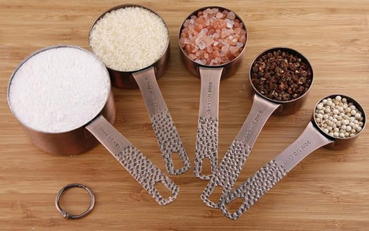 Smithcraft Copper Measuring Cups Set, Stainless Steel Measuring Cups, Copper Plated Measuring Cups, 5 Measurer cups, Metal Measurement Cups