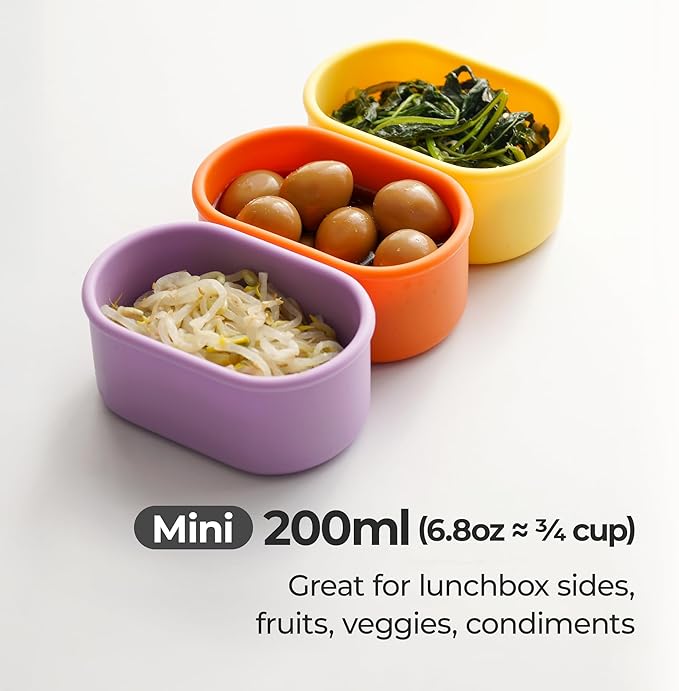 Premium Korean-Made Silicone Airtight Food Container with Steam Vent – BPA Free, Leakproof, Microwave & Freezer Safe Meal Prep. & Leftovers Storage (Mandarin Orange, 200ML)