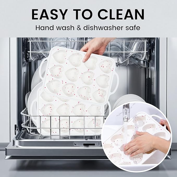 Vinino Silicone Heart Shaped Muffin Pan with Metal Reinforced Frame, 1 Pack Cupcake Pan, Silicone Heart Mold for Baking, Chocolate Bar and Egg Bites, Dishwasher Safe