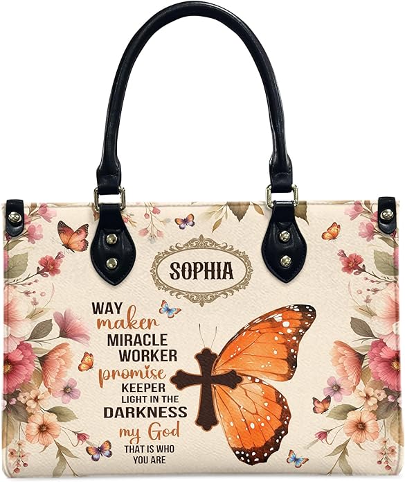 THUYPT Personalized Christian Leather Handbags, Handbag & Purse With Bible Verse Religious Tote Bag, Gift for Women