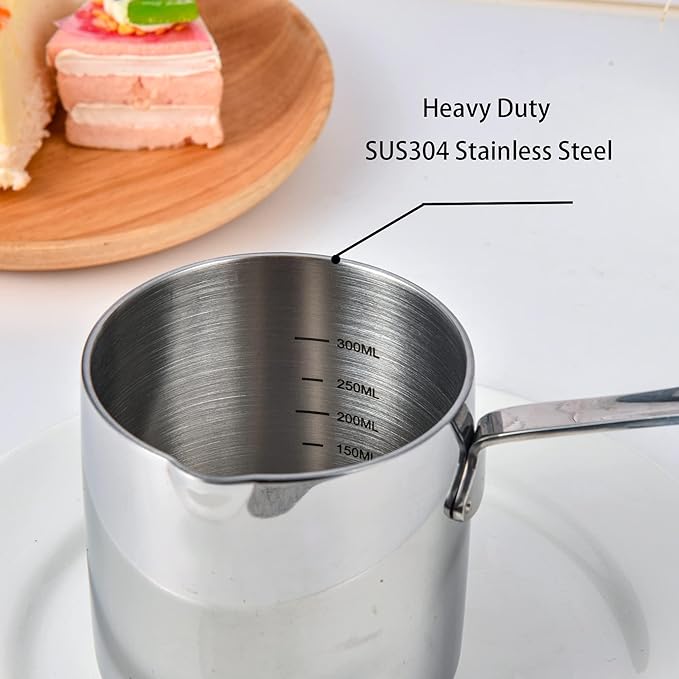 IMEEA Butter Warmer Turkish Coffee Pot Milk Warmer Pot Mini Saucepan with Spout 18/10 Tri-Ply Stainless Steel (10oz/300ml)