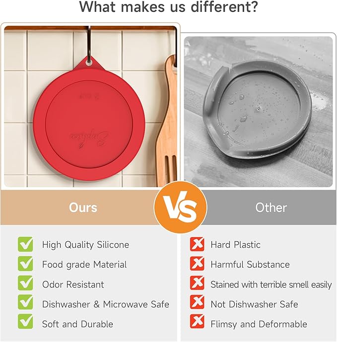 SOPHICO Silicone Replacement Lids for Pyrex Sculpted Glass & Tinted Glass Bowls Mixing Bowls, Lids For 7401-s 3-Cup(Container not included)