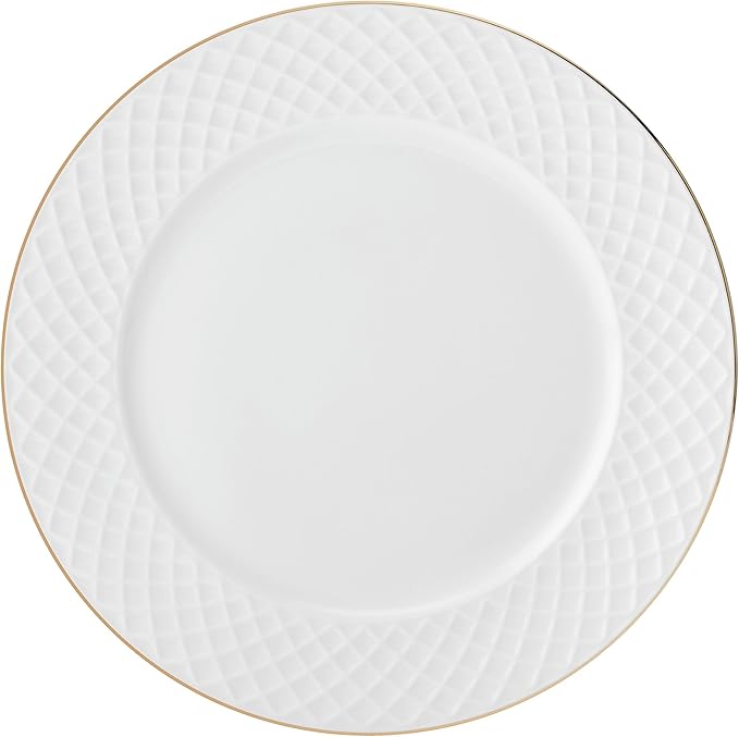 Mikasa Trellis Gold Rim Bone China Lightweight Chip Resistant 12 Piece Dinnerware Set, Service for 4