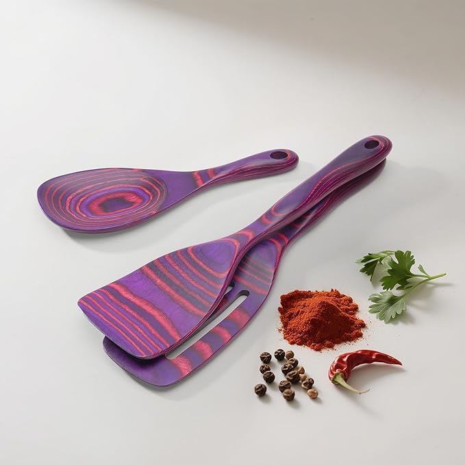 7 PCS Pakkawood Kitchen Utensils | Kitchen Cooking Utensil Set | Pakkawood Utensils | Non-Stick Wooden Spoons | Wooden Spoons for Cooking | Byzantium