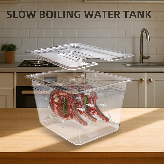12 QT Sous Vide Container with Lid,Sous Vide Cookers Compatible with Anova, Joule, Nano, Wancle,Perfect for Chicken Beef Parties and Professionals (12 qt containers with lids and racks)