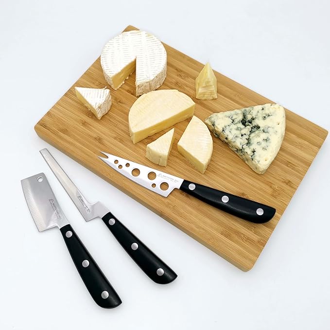 Cheese Knife, MATTSTONE HILL 4 Inch All Purpose Cheese Knife - Soft & Semi Hard Cheese Knives, Premium Stainless Steel, Triple Rivet Handle