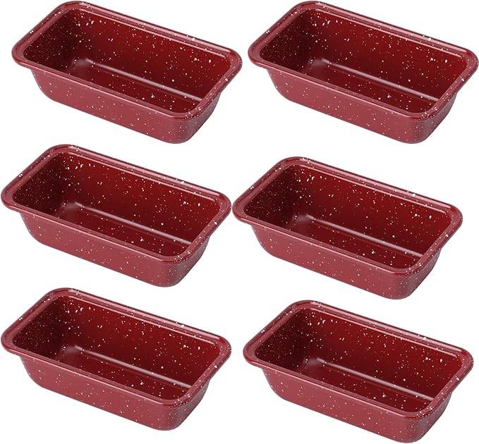 Small Mini Loaf Pans Nonstick Bread Pans Set for Toast Cute Little Cake Baking Tin 6.1x3.5x1.77 inch (Inner 4.5x1.77 Bottom, 5.3x2.75 Top) Carbon Steel Oven Air Fryer Instant Pot Bakeware 6 Pack