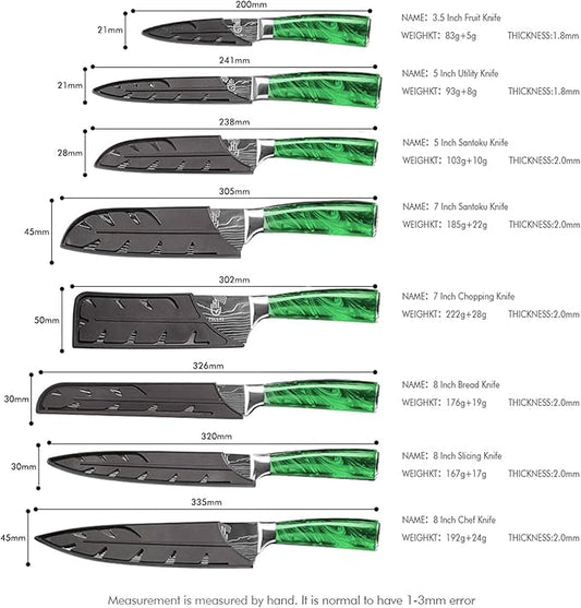 FULLHI Knife Set, 14pcs Japanese Knives Set, Multiple Colour Premium German Stainless Steel Chef Knife Set