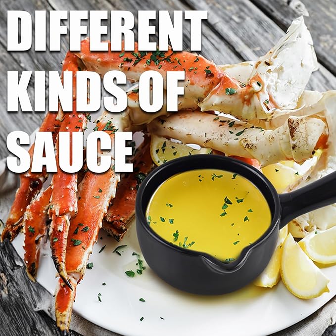Artestia Butter Warmer for Seafood Set of 4, Ceramic Lobster Butter Warmers with 4 Pieces Tealight Candles for Melting Butter, Chocolate, with Handle, Dishwasher Safe, Black