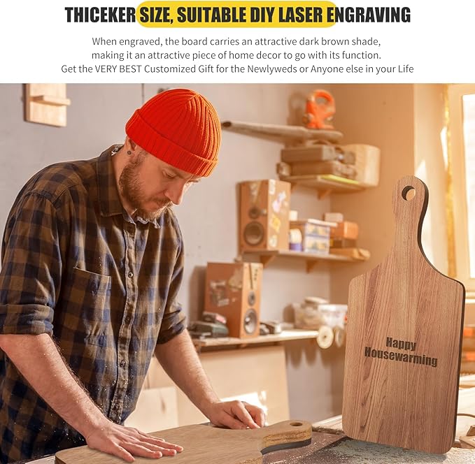 Zubebe 12 Pcs 11'' x 5'' Bulk Cutting Board Bamboo Wood Acacia Wood Walnut Chopping Board with Handle Laser Engraving Kitchen Serving Board Charcuterie Board for Thanksgiving Housewarming Gift