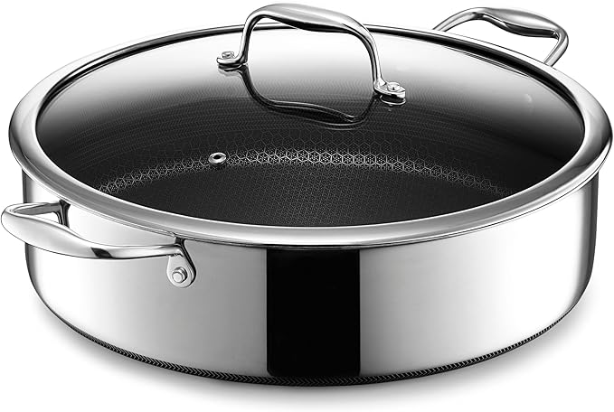 HexClad Hybrid Nonstick 6-Piece Cookware Set, 7Qt Chicken Fryer with Lid, 12" Griddle, and Tabletop Salt and Pepper Grinder Set, Stay-Cool Handles, Dishwasher and Oven-Safe, Induction Ready