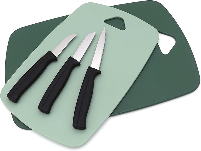 Paring Knife Set, MATTSTONE HILL Kitchen Knife Set - 4" Serrated Utility, 3" Fruit and Vegetable Knife, 2.5" Peeling Knife, Premium Stainless Steel, Semi Soft Handle, Black