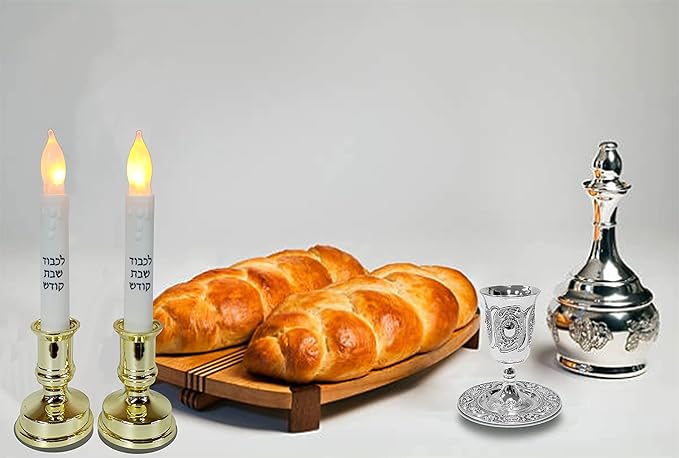 Ner Mitzvah Tall Kiddush Cup and Tray - Premium Quality Silver Plated Goblet With Stem - Shabbat and Havdalah Goblet - Judaica Shabbos and Holiday Gift