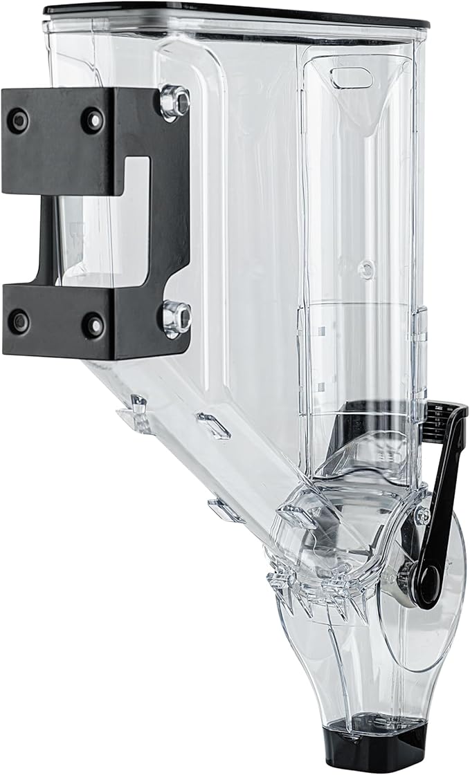 Restaurantware-Met Lux 2.1 Gallon Dry Food Dispenser, 1 Airtight Cereal Dispenser - Wall-Mounted, Single Control, 1 Black Plastic Grain Holder, For Snacks, Nuts, Or Coffee Beans