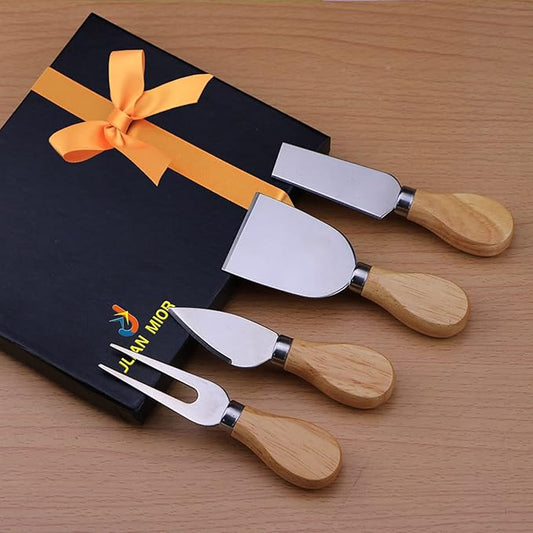 Exquisite 4-Piece Cheese Knives Set, Complete Stainless Steel Cheese Knife Collection (Gift-Ready)