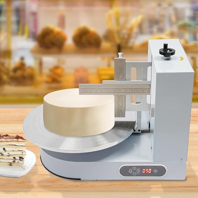 Automatic Cake Decorating Machine, Electronic Cream Coating Spreading Smooth Machine with Graduated Scraper 0-320RPM Rotating Speed,Cake Bread Spreader Machine for 4-16inch Cakes,White