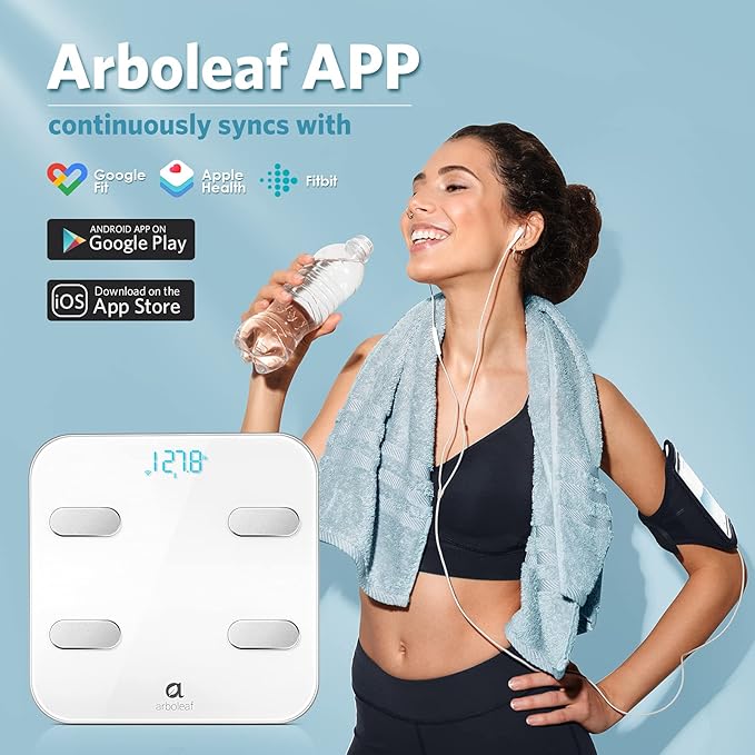 Arboleaf Smart Scale for Body Weight Bathroom Scale Digital Scale Body Weight and Fat, Wi-Fi Bluetooth, Smartphone APP, 14 Body Metrics, Wireless Cloud-Storage, Unlimited Data and Users, BMI, BMR