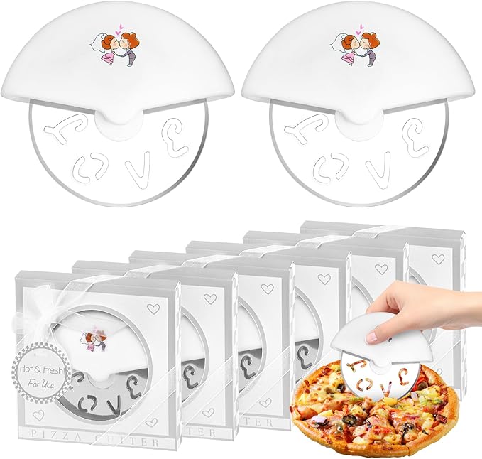 30Pcs Pizza Cutter Wedding Party Favors for Guests, Mini Stainless Steel Pizza Cutter with Silver Gift Box for Bridal Decoration Baby Shower Return Souvenirs Guest Prizes