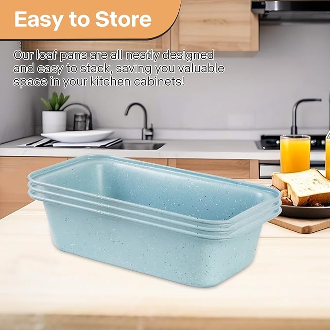 3-Piece Non Stick Bread Pans, 9x5 Inch Stackable Loaf Pan, Advanced Carbon Steel Bread Pans for Homemade Bread, Cakes, Lasagna, Sandwich - Oven-Safe & Easy Clean