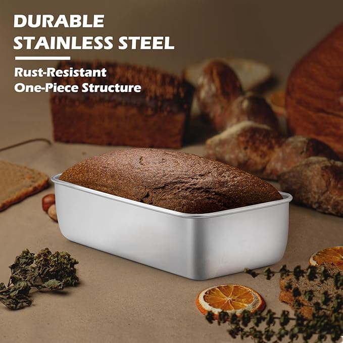 Leonyo 8 Pack Loaf Pans for Baking Bread, 9IN x 5IN Stainless Steel Loaf Bread Pans Set for Homemade Meatloaf, Bananas, Brownies, Lasagnas, Dishwasher Oven Safe