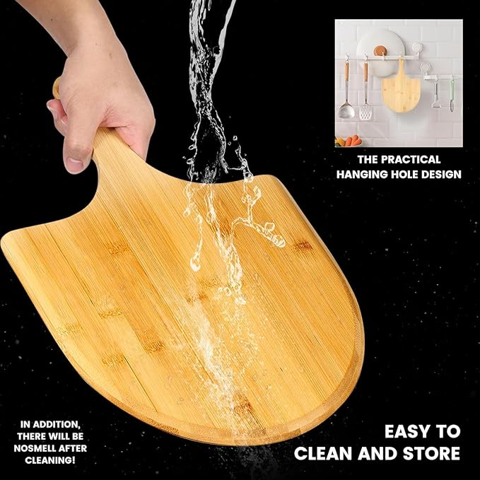 2 Pack Pizza Peel 11 Inch, Natural Bamboo Pizza Spatula Wooden Pizza Spatula Paddle Board for Home Pizza Cutting,Cheese, Bread,Fruit,Vegetable Oragaznie (2)