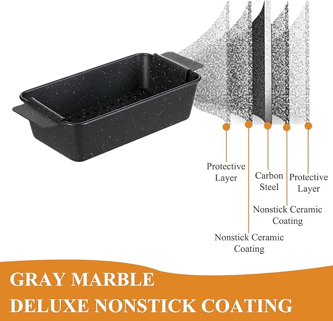 9x5 Meatloaf Pan with Drain Tray, Heavy-Gauge Carbon Steel Nonstick Loaf Pan for Baking Bread, Oven-Safe Healthy Baking Pan for Meatloaf, Banana Bread, Sandwich Bread