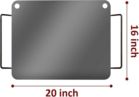Cooking Steel for Oven Sourdough, 16 inch x 20 inch, Detachable Handle, Heavy-Duty Pizza Baking Steel For Oven, Good for Bread (16x20 pizza steel+wooden peel)