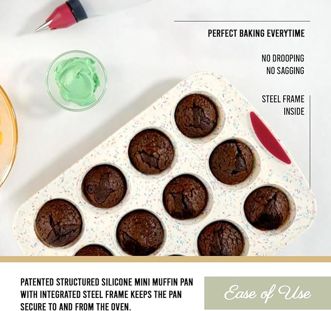 Trudeau Structured Silicone Muffin Pan, 12 Cup, Confetti/Fuschia