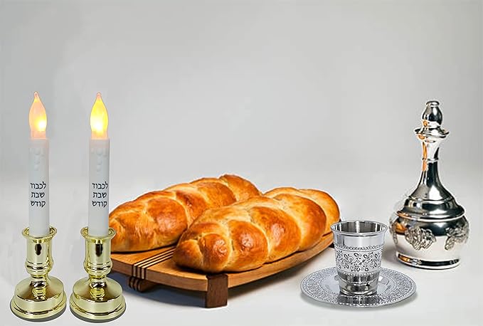 Ner Mitzvah Kiddush Cup and Tray - Premium Quality Stainless Steel Wine Cup - For Shabbat and Havdalah - Judaica Shabbos and Holiday Gift