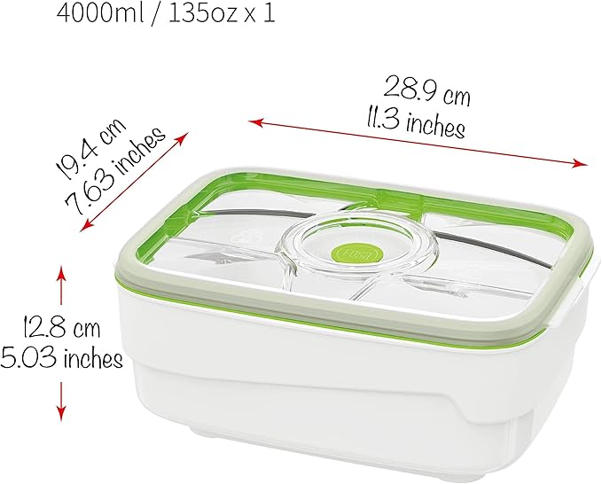 FOSA Vacuum Bread Box 4L (135oz) – Airtight Bread Saver Container for Homemade Loaf, Artisan Bread, Pastries & Food Storage (Pump Sold Separately)