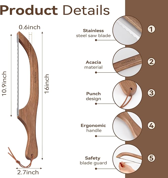 Sourdough Bread Knife for Homemade Bread, Sourdough Bread Slicer for Homemade Bread, Bread Cutter for Homemade Bread, Serrated Bread knife, Sourdough Knife for Slicing, Bread Bow Bread Saw