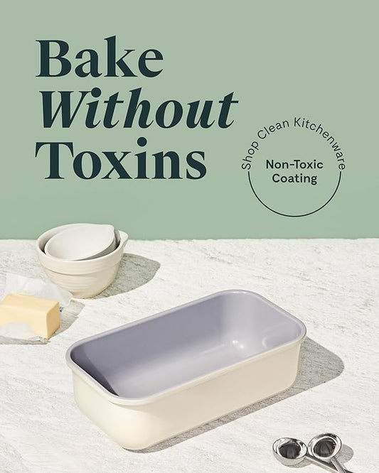 Caraway Non-Stick Ceramic 1 lb Loaf Pan Duo - Naturally Slick Ceramic Coating - Non-Toxic, PTFE & PFOA Free - Perfect for Pound Cakes, Breads, & More