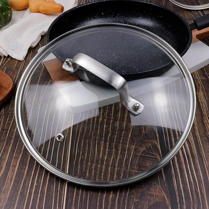 10.25 Inch Glass Lid for Lodge Cast Iron Skillet, 5 Quart Dutch Ovens, Calphalon 10 Inch Skillet - Dishwasher Safe