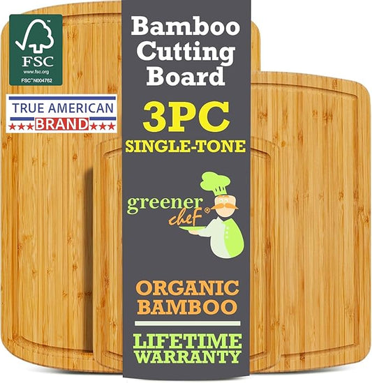 Wood Cutting Boards for Kitchen for Chopping Vegetables, Carving Meat, Slicing Bread and Serving Charcuterie for Meal Time Prep, Holiday Gatherings, and Hosting Parties - Ideal for Home Chefs