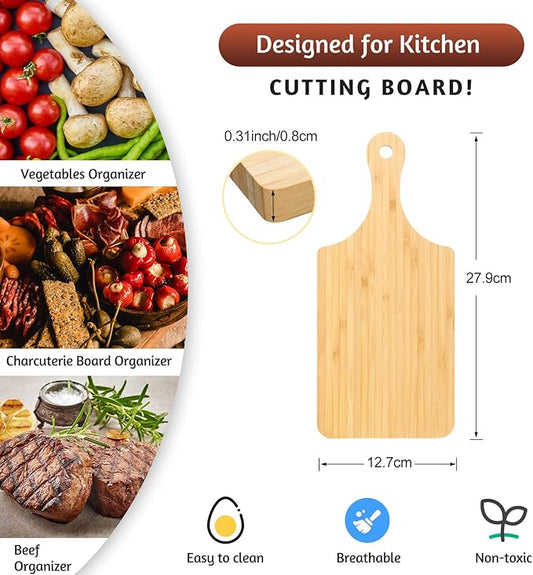 Zubebe 24 Pcs Cutting Board Bulk 11 x 5 Inch Wood Chopping Board Blank Small Laser Engraving Mini Charcuterie Serving Boards for Wedding Housewarming Gift (Bamboo)