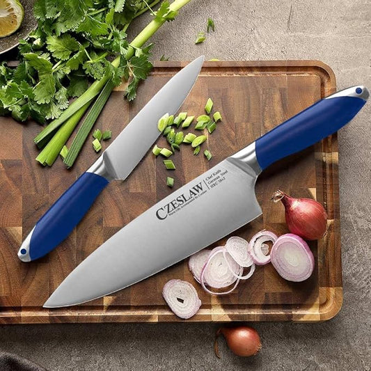 Chef Knife 2pcs, 8" Chef's Knife & 5" kitchen knives, Razor Sharp Professional Japanese Chef Knife, Forged from High Carbon German Steel,Full Tang Prussia Blue Handle,cooking gifts cooks