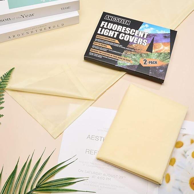 2 Pcs Fluorescent Light Covers - 4 x 2 Feet Covers for Ceiling Lights, Magnetic Light Filters for Classroom, Office, Hospitals, Home